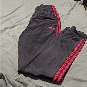 Adidas Black Joggers with Red Accents